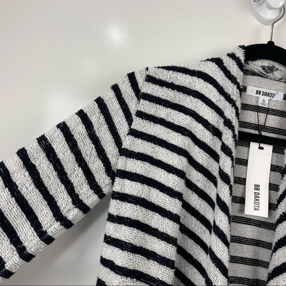 NEW BB Dakota Just Your Stripe French Terry Knit Open Front Cardigan Size Small - Picture 4 of 11